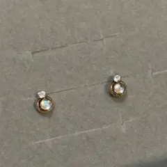 美品 K10 TSUTSUMI ムーンストジルコニア ピアス ゴールド