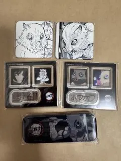 鬼滅の刃 アクリルステッカー＆缶バッジ 義勇＆伊之助