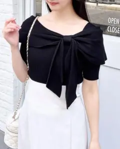 INGNI リボンオフショル半袖ニット