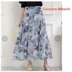 Couture Broochオーガンフルールタックベルトスカート　ブルー　42