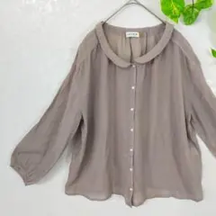 【LOWRYSFARM]】春 柔らか ブラウス 丸襟 ふんわり ガーリー 透け感