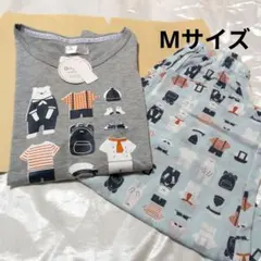 Mサイズ パジャマセット グレー Tシャツと柄パンツのサムネイル