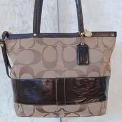 COACH シグネチャー トートバッグ ブラウン キャンバス　レザー　12429のサムネイル