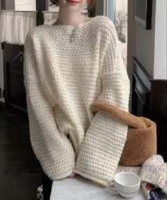 ボートネックオーバーサイズゆるニット