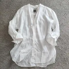 ♡美品♡ナノユニバース　ヨーロピアンフラックス　リネン　シャツ　白