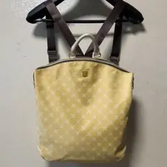 リュック　総柄　イエロー　A4大