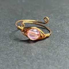 WR516RFG 天然石 パワーストーン ワイヤーリング ピンクトパーズ フリー