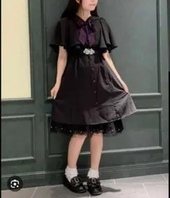 axes femme シアーチェックケープ風ワンピース