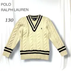 超希少 ポロラルフローレン 上質ウール100% Vネックニット 130 ナイガイ