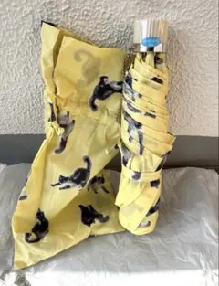 新品　ポール&ジョー　折り畳み傘 雨天兼用　遮光 UVカット　ねこ柄 イエロー