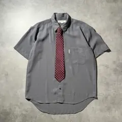 ヴィンテージ 古着 グレー 半袖シャツ ネクタイ付き セット シンプル メンズ