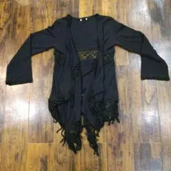 レディース カーディガン ブラック レース