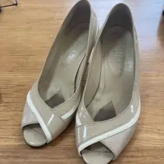 入学式　卒業式　DIANA ベージュ オープントゥパンプス　24