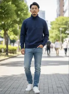 POLO SPORT ハーフジップスウェット S ネイビー ポロスポーツ