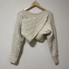 chico ホワイト ニット カシュクール クロップド丈