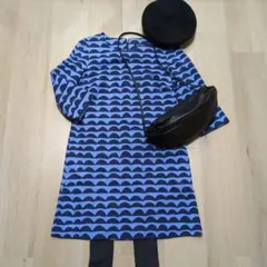 マリメッコ ワンピース『PAPAJO』ネイビー✕ライトブルー