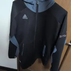 adidas フード付きジャケット 黒/グレー