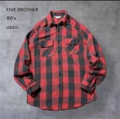 値下げ⚠️80’s USA製 FIVE BROTHER バッファロー ネル 赤黒