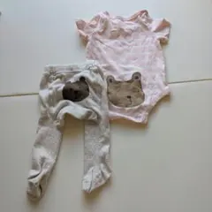 gapベビー　ピンク くまロンパース パンツセットのサムネイル