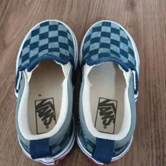 Vans チェック柄スリッポンシューズ ネイビー