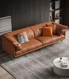 ブラウンレザー ソファ 3人掛け