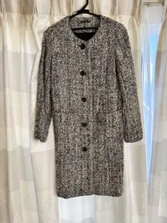 フレームワーク　黒白金糸ツイード ロングコート