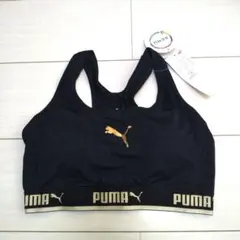 PUMA ヨガウェア ブラトップ ブラック×ゴールドロゴ