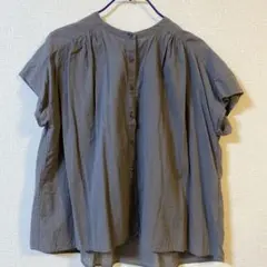 無印　フレンチスリーブシャツ　グレー