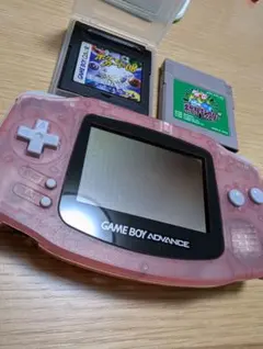 し*ん様 ゲームボーイアドバンス クリアピンク 本体とカートリッジ2個　ポケモン