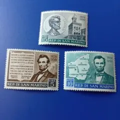 9335 外国切手 サンマリノ 1959年 リンカーン生誕150周年 3種