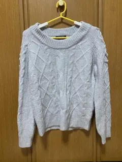 【INGNI】ライトグレー ケーブルニットセーター