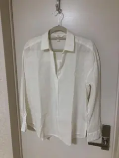 H&M L.O.G.G. リネンブレンド ホワイトシャツ