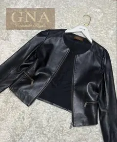 GNA本革　羊革　レザージャケット　ノーカラージャケット