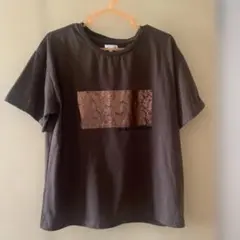ラコレ　光沢プリント　Tシャツ　フリーサイズ　美品　ブラウンのサムネイル