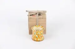 日本工芸会正会員　織部焼　【山田正和】造　木目　花生　花入れ　共箱　茶道具　茶器 日本工芸会正会員 織部焼 【山田正和】造 木目 花生 花入れ 共箱 茶道具