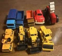 工事現場車両他 7台ミキハウスノベルティミッキー木製9台まとめ売り