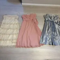 パーティードレス3点セット（ベージュ・ピンク・シルバー）