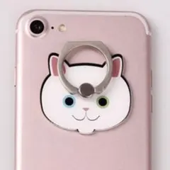 スマホリング　猫ちゃん　バンカーリング　白猫