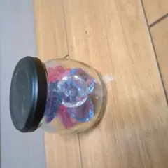 小型ガラス容器 青ピンク装飾