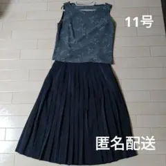 セットアップ　ツーピース　L　11号　グレー　プリーツスカート