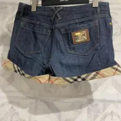 レア　バーバリー　ブルーレーベル　ロゴプレート　デニム　ショートパンツ　25