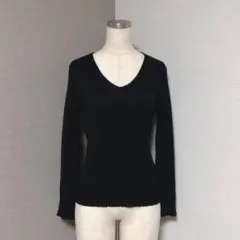 ミッシュマッシュ Ｖネック リブ ニット シンプル ブラック