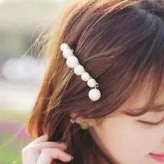 華奢なコットンパール ゴールド 真珠 バレッタ
