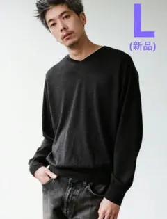 リドム W/Si/Ca 18G V Neck Knit ASH BLACKのサムネイル