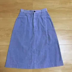 水色　コーデュロイスカート　膝下丈　タイトスカート