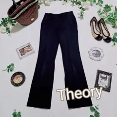 極美品✨theory　ストレッチ美シルエットセンタープレスパンツ　ブラック　X0
