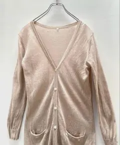 無印良品 麻100% Vネック ロングカーディガン ベージュ Sのサムネイル