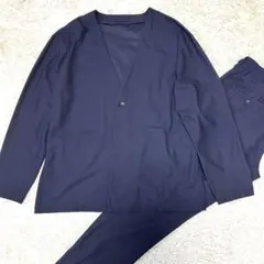 AOKI 洗える♪サマーメッシュパジャマスーツ 夏向け 紺 ジャケットLパンツM