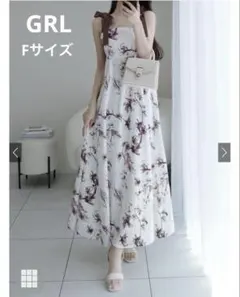【1度のみ着用】GRL リボンショルダー花柄フレアワンピース[tg813] F