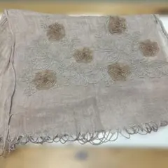 花柄刺繍 ベージュ ストール